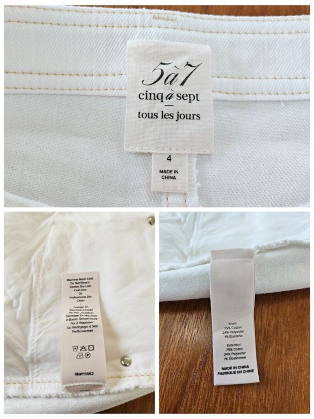 Cinq a Sept Turquoise Embellished Ceil Shorts Denim White 4 - Picture 9 of 12